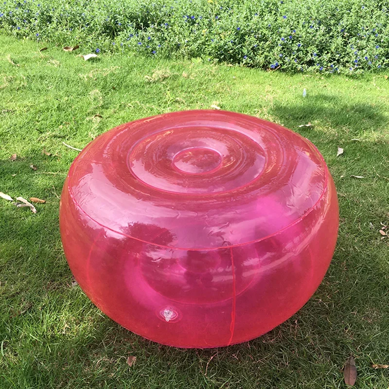 Transparante Grote Ronde Opblaasbare Kruk Outdoor Reizen Draagbare Opblaasbare Kleine Bank Auto Thuis Stap Stoel