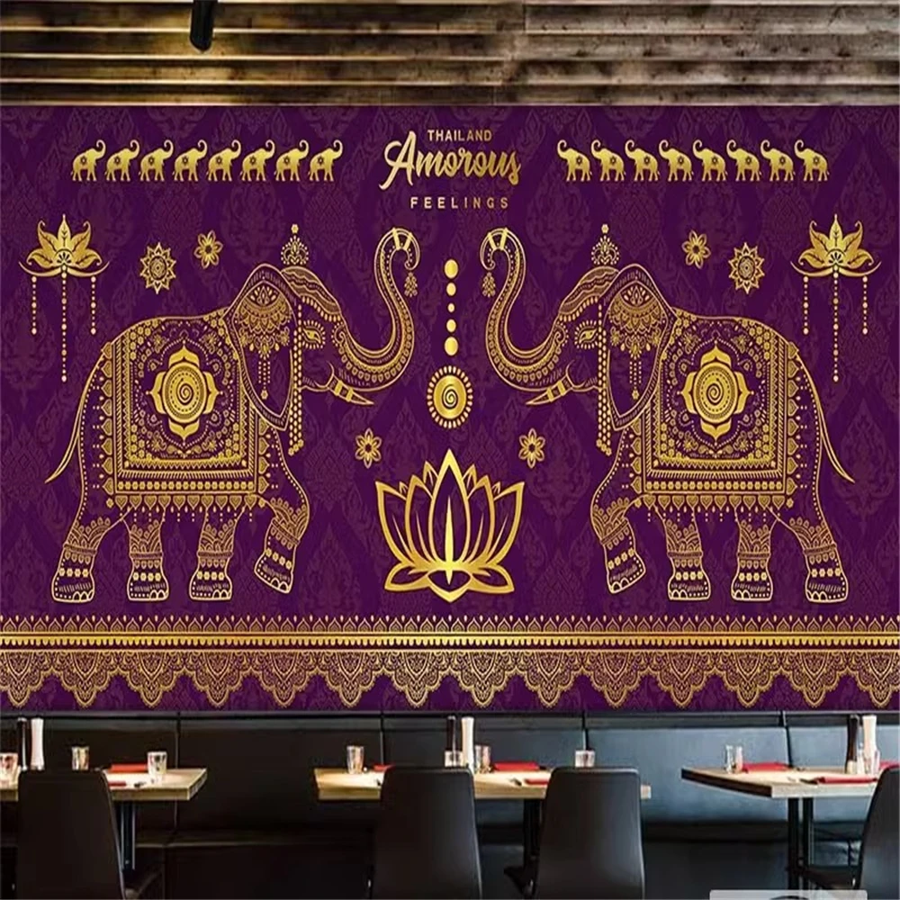 custom Plant animal elephant Mural Modern Abstract Art Fresco Wallpaper Living Room Bedroom photo Wall Paper home decor Stickers