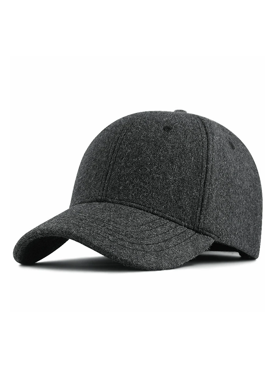 

2021 Winter Dad Outoors Oversize Fitted Felt Sport Hats Man Big Size Wool Baseball Cap 56-60cm 60-65cm