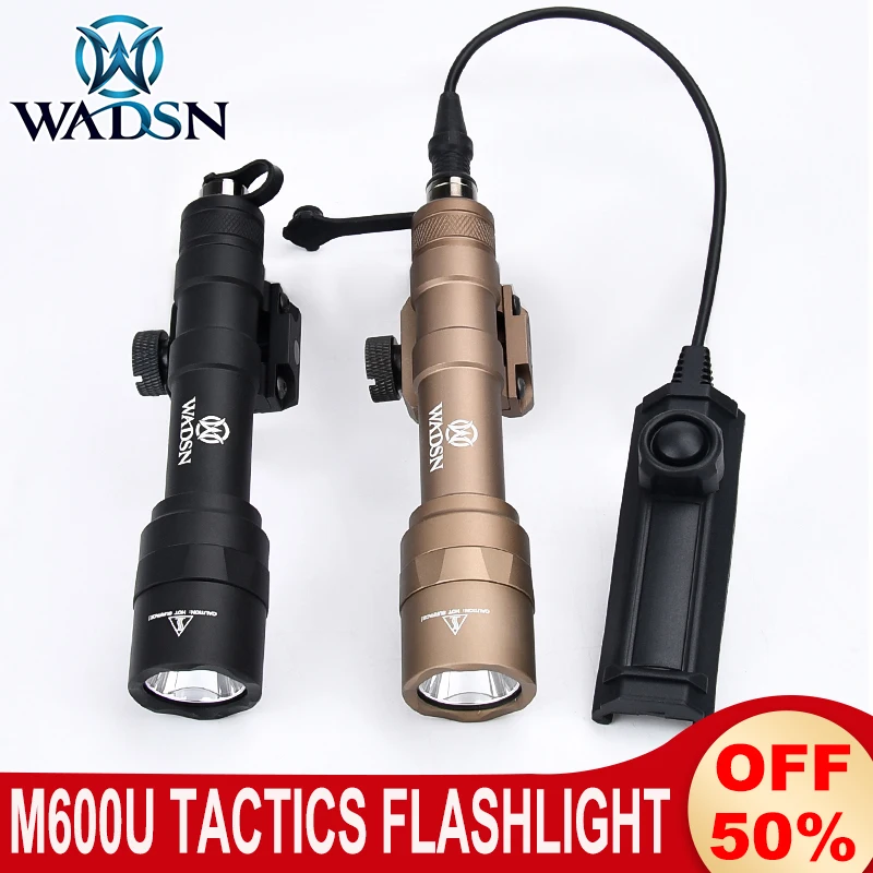 

WADSN Flashlight M600U 800 Lumens White LED Scout Light Dual Function Pressure Switch M600 Hunting Lamp Crown Head Lightweight