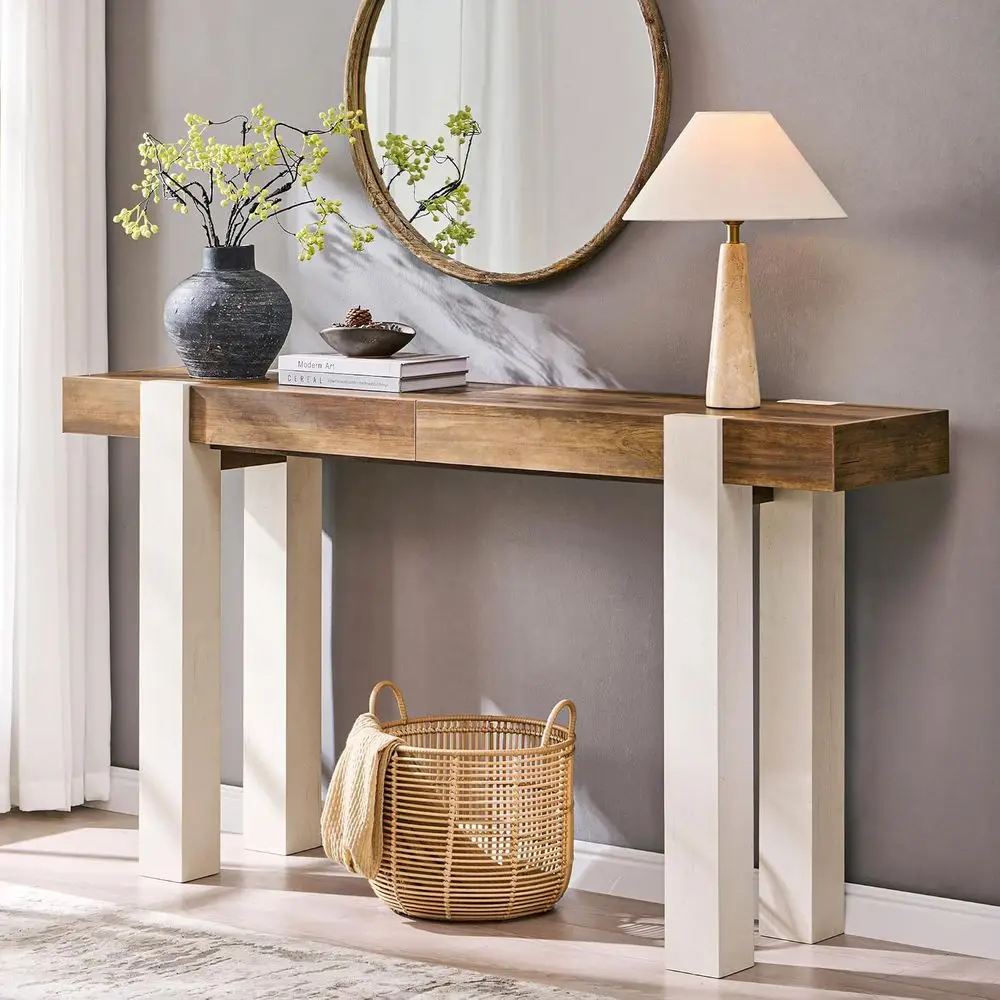 ern armhouse Entryway Table with 2 Ders, 63
