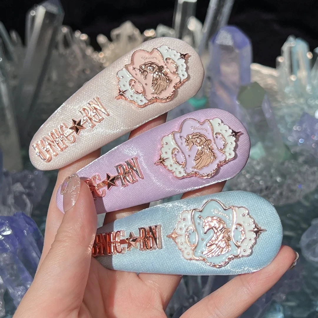 

Flower Knows Unicorn Collection Hair Clips Pink blue and purple Relief Women Hair Accessories Tool