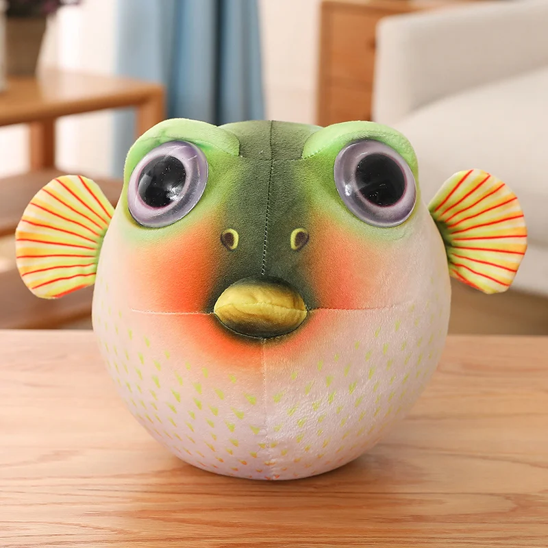 Vida real pufferfish brinquedo de pelúcia simulação animais do mar puffers brinquedos de pelúcia macio aquário peixes bonecas presentes de natal crianças