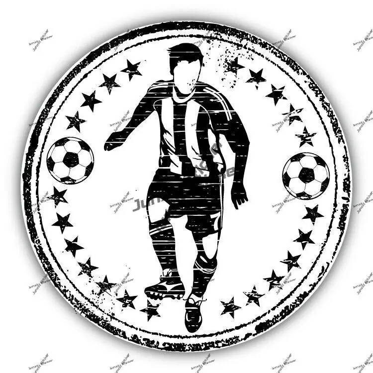 Soccer Player Stamp Seal Sticker Round Flag Decal for Car Laptop Book Fridge Guitar Motorcycle Helmet ToolBox Door Boat PVC