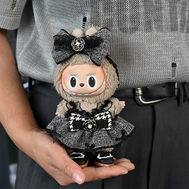 Solo ropa para muñecas, 17cm, ropa de bebé Labubu, caja ciega Labubu, colgante de felpa, juguete de alta calidad, decoración, conjunto bonito, regalo para niños