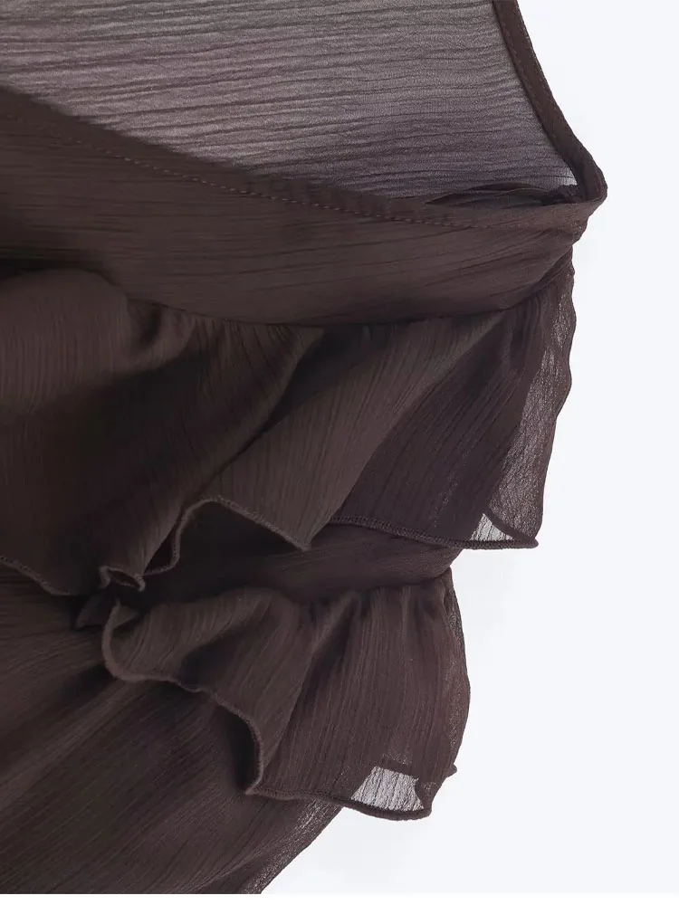 HH امرأة الموضة الأنيقة طويلة الأكمام الخامس طوق حزام مطوي الدانتيل الديكور الربط تنورة طويلة الربيع الإناث تنورة ضئيلة عادية