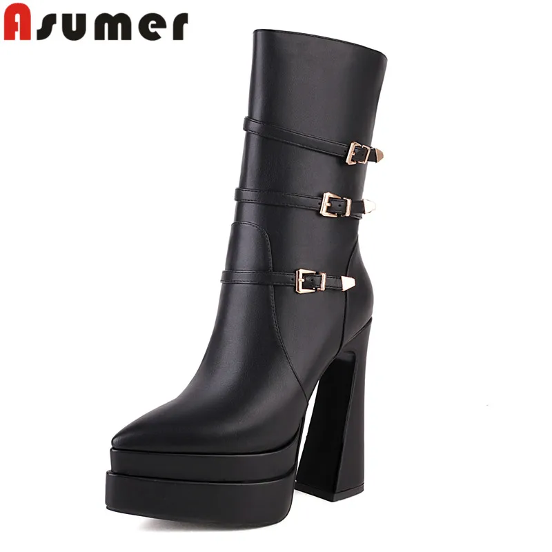 ASUMER 2024 New Europe and America Often Have Cool And Handsome Women's Boots. Thick Soles Show Slimness Increased Height Shoes