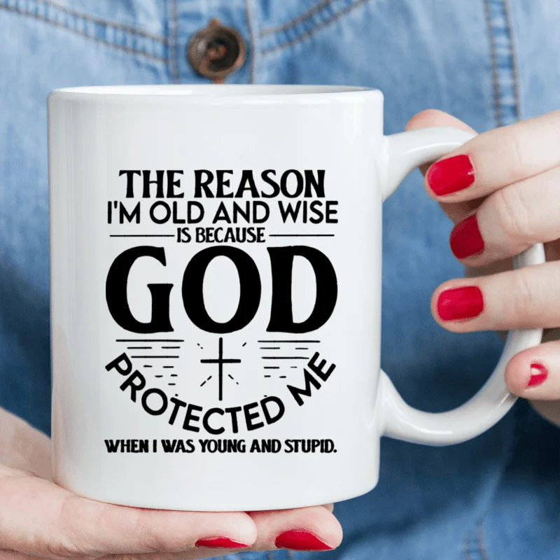 

[Funny God Protect Mug] 1 Piece 3A Grade Funny Mug - 11 oz Ceramic Water Cup - Ideal Birthday and Holiday Gift