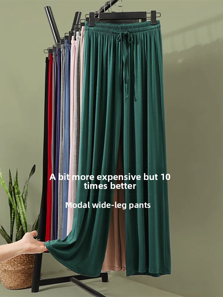 

High Waist Wide Leg Pants Commute Style Modal Casual Pants Women Summer Large Size Draped Straight Leg Pants Thin Model