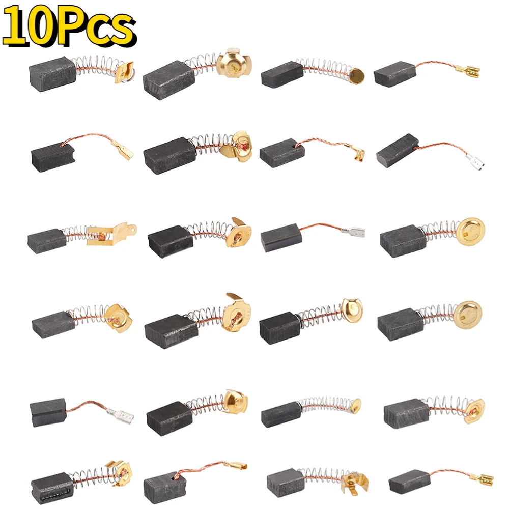 10pcs Motor Carbon Brush Set Replacement Parts Carbon Brush Electric Hammer Cutting Polishing Machine Power Tool Electric Tools