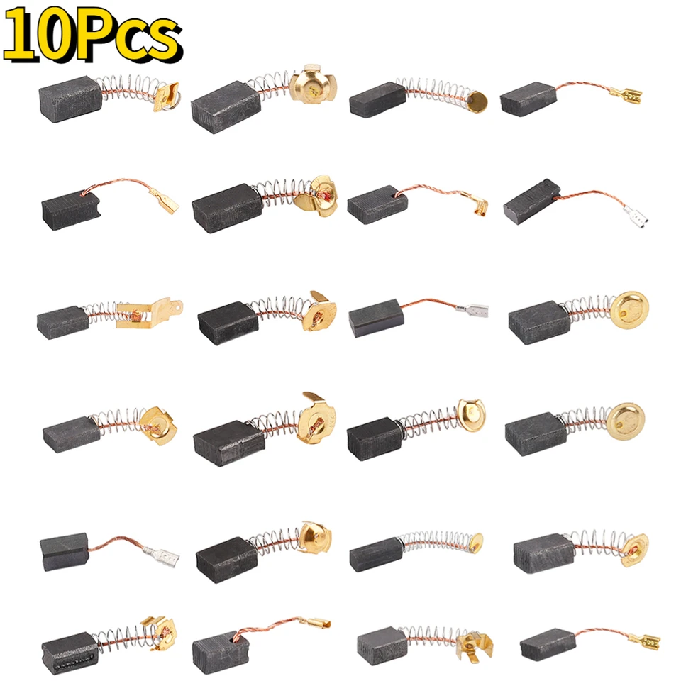 60-Piece Electric Motor Carbon Brush Replacement Set – 10 Sizes, Copper-Alloyed, For Power Tools, Appliances & Industrial Machinery