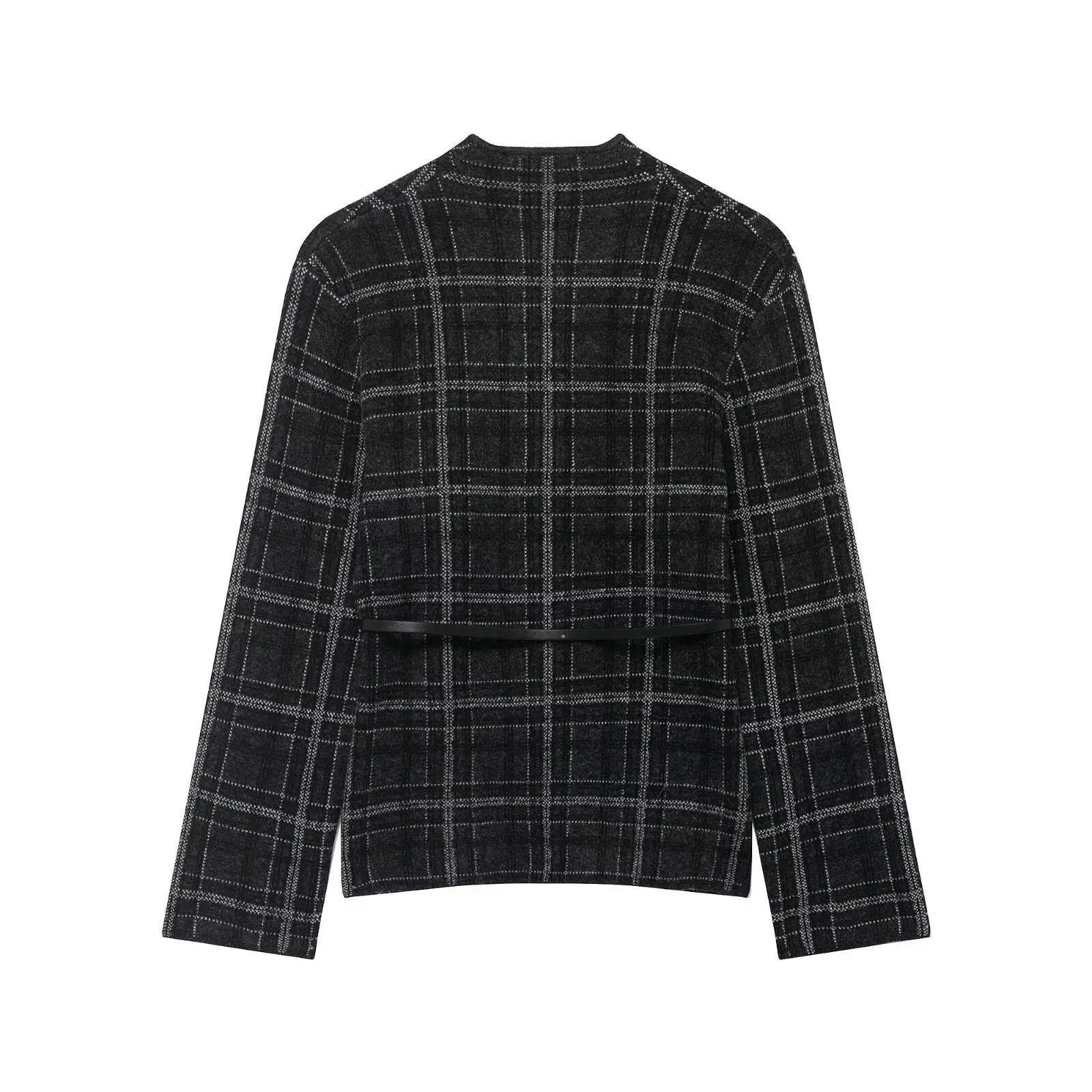 European and American style pattern knitted belted jacket autumn and winter new style fashionable waist waist top