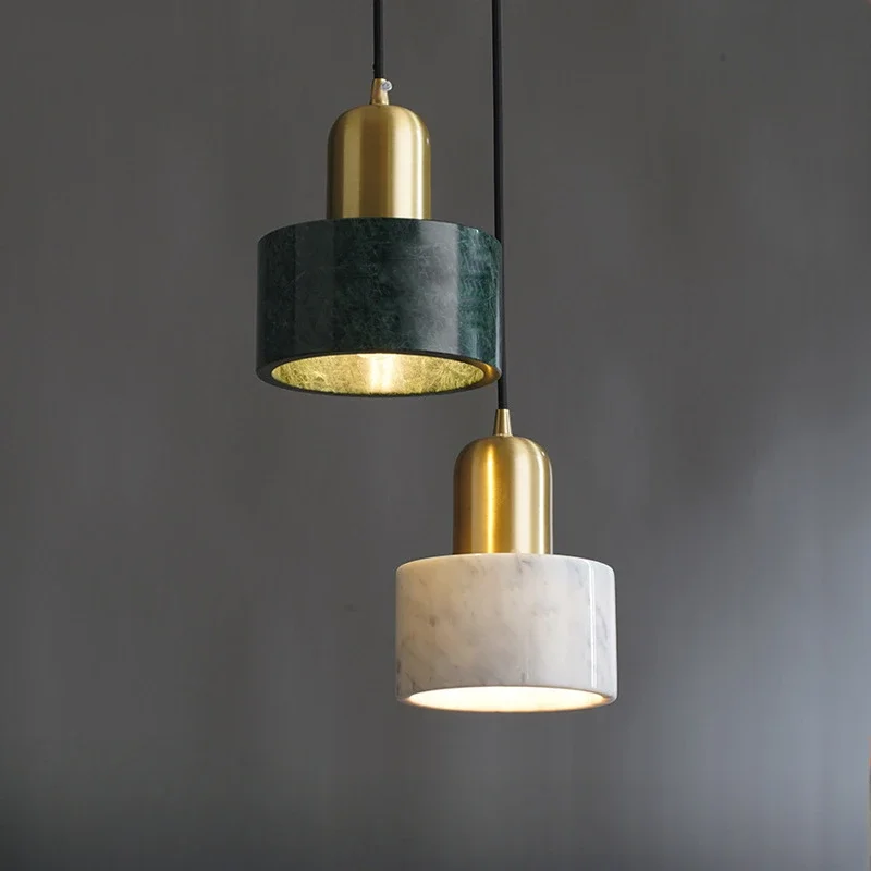 Nordic Modern All Copper Small Pendant Light Milk Tea Shop Bedroom Porch Living Room Restruant Marble Pendant Light Chandelier