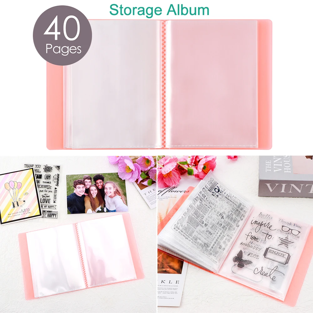 A6 Sizes Clear Sticker Photo Storage Album with 40 Pages Booklet Book For Stamps&Cutting Dies Storage Book Organizer Folder Bags