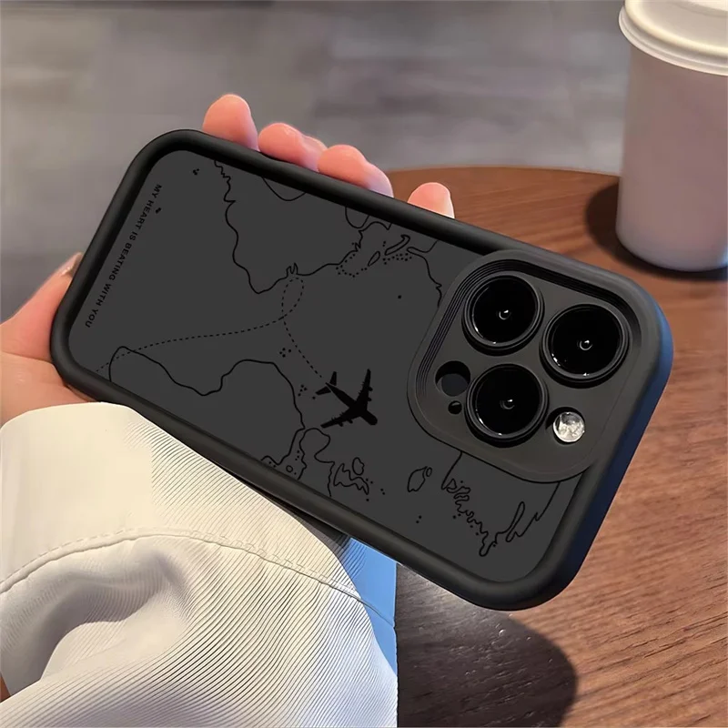 Travel-Inspired Airplane Route Phone Case For iPhone 16 15 14 13 12 11 Pro Max XS X XR 7 8 16 Plus SE 2 3 All-inclusive Cover