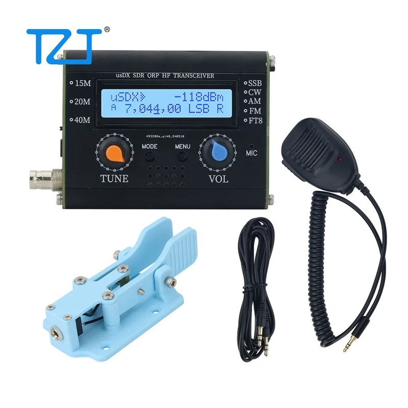 

TZT 5W usDX SDR QRP HF Transceiver All Mode Transceiver Supporting 15M 20M 40M Bands + Blue/Black Morse Key