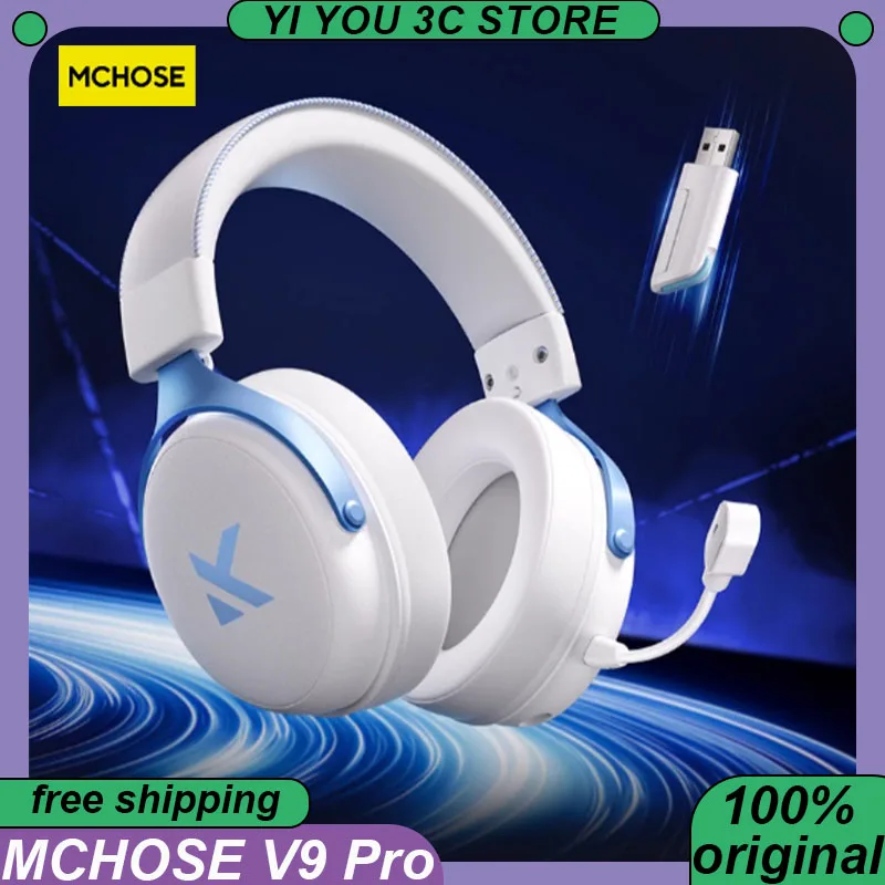 MCHOSE V9 Pro Esports Headsets Wireless Tri-mode Headphones With Mic Lightweight 2000mAh Custom PC Gaming Laptop Earphones