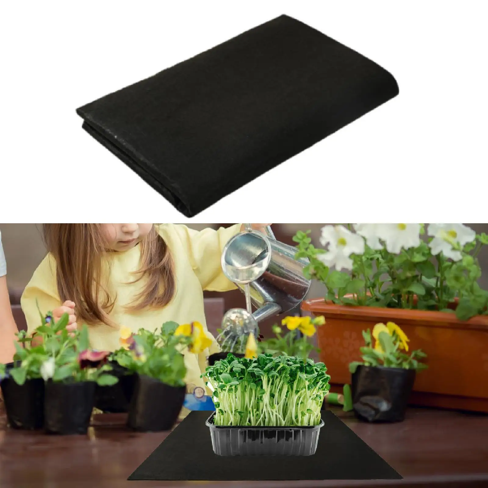 

Автоматический коврик для полива растений, самополивающийся капиллярный коврик, черный садовый коврик, 47,24 x 39,37 дюйма для комнатных горшечных растений