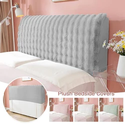 Thicken Plush Bed Headboard Cover Solid Color Soft Faux Fur Elastic Bed Head Cover Anti-Dust Bed Back Protector Cover