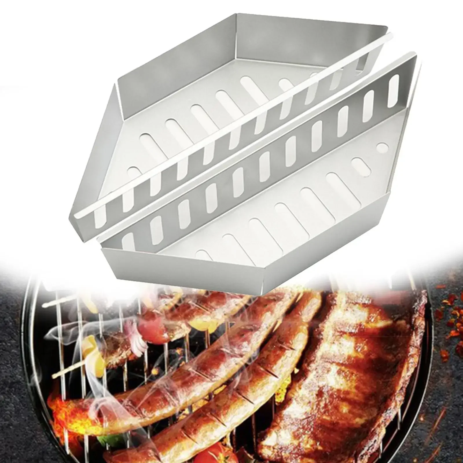 2Pcs Charcoal Baskets BBQ Tool Lightweight Heavy Duty Grilling Tray Barbecue Baskets  Grilling Outdoor Picnic Camping Travel