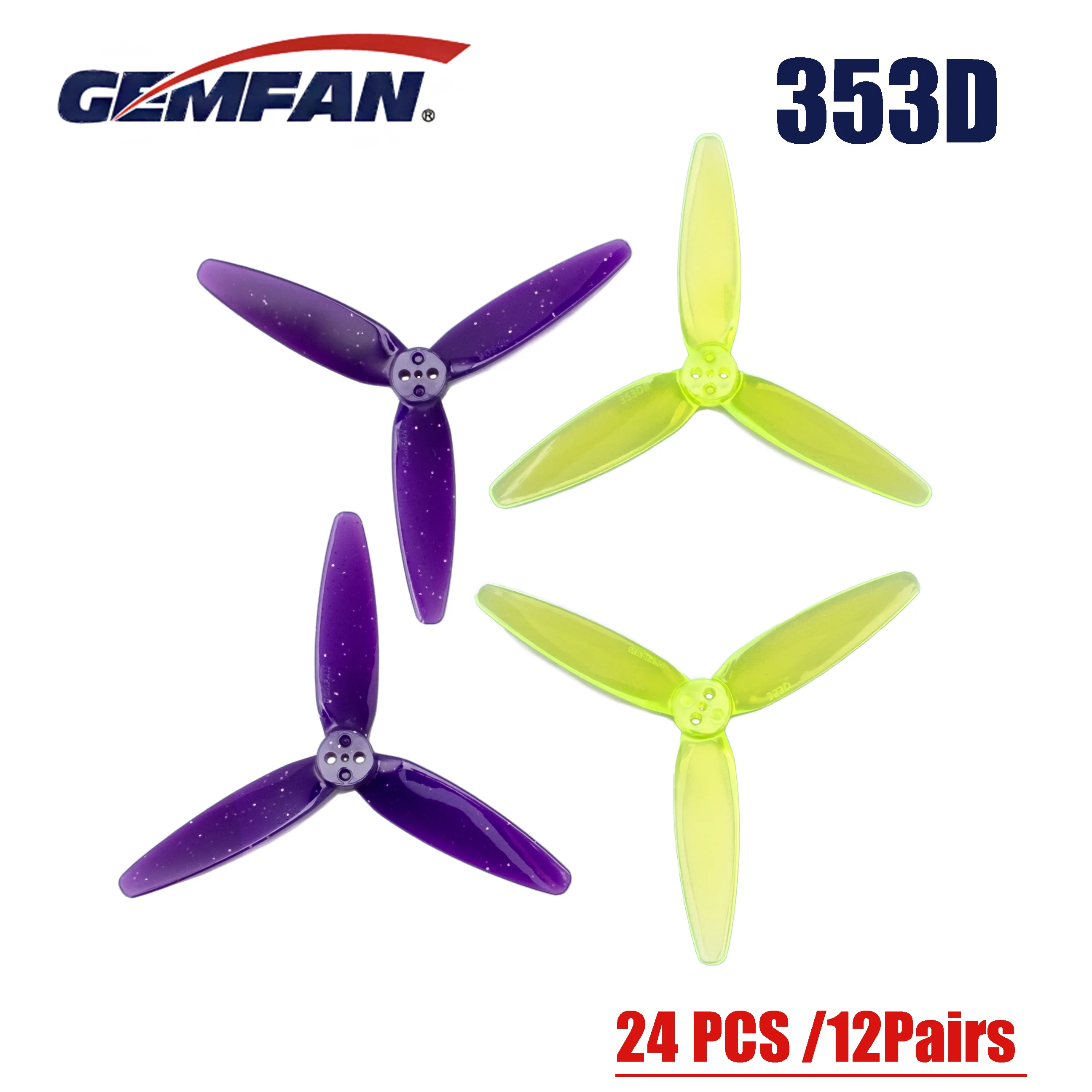 24PCS/12Pairs Gemfan 353D 3 Klinge PC Propeller 3D Requisiten 1,5mm 3 Löcher Für 3,5 Zoll RC FPV Freestyle Racing Drohnen 1404 Motor