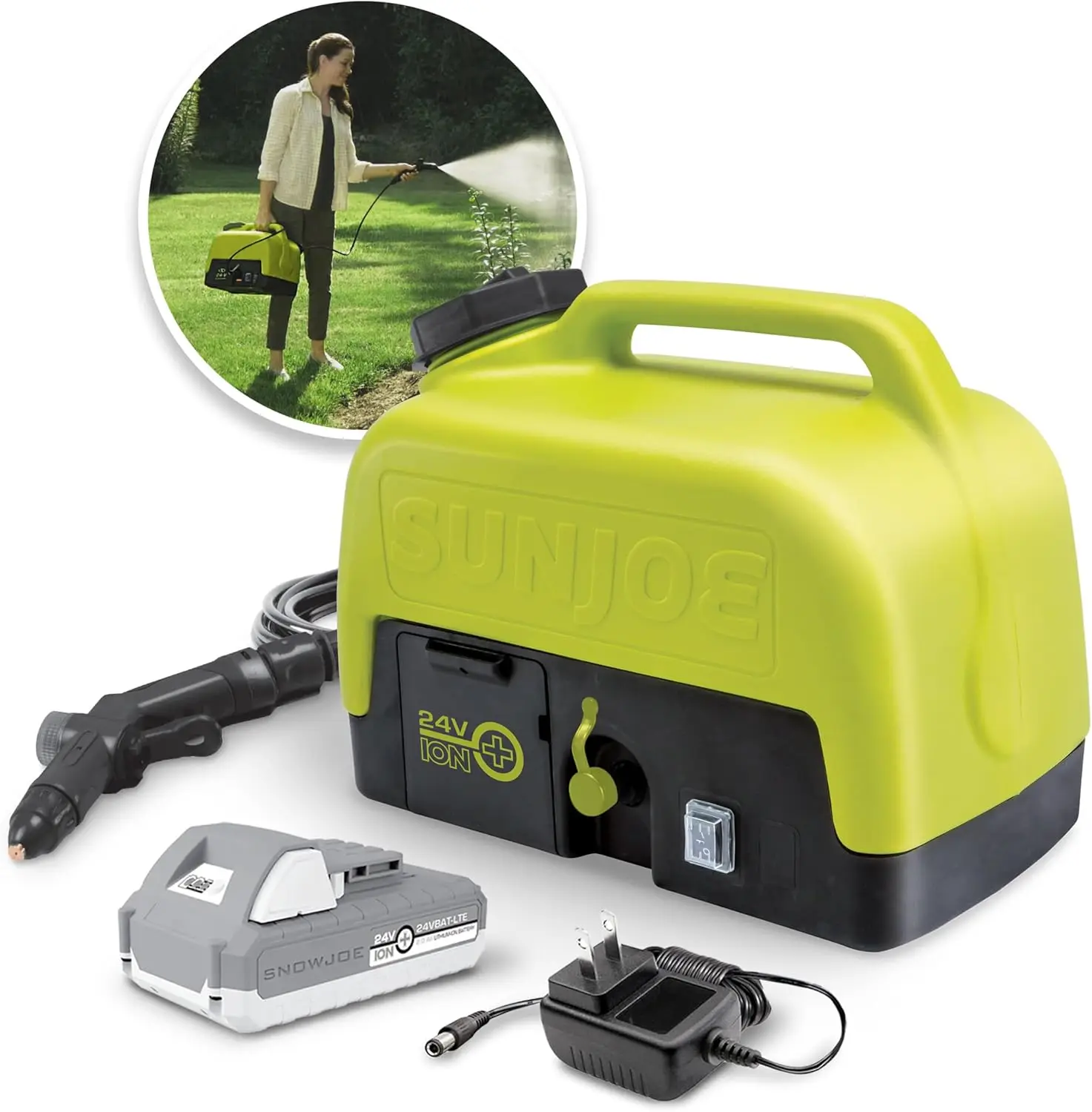 24V WA24C-LTE atin MAX Sans Fil Go-Anywhere Portable Évier/Douche Spray Laveuse Kit, 5 Gal, w/ 2.0Ah Batterie + Chargeur