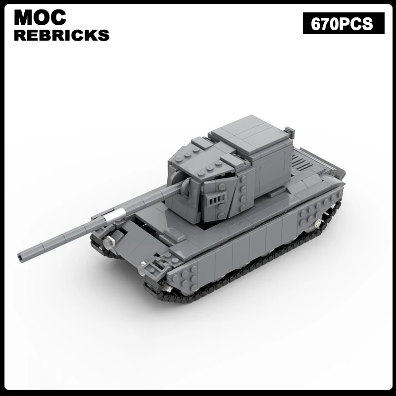 WW II Militärserie Großbritannien FV4005 Stufe 2 Strv 103 AMX 13 Leuchtpanzer MOC Bausteinmodell Spielzeug Senior Brick Weihnachtsgeschenke