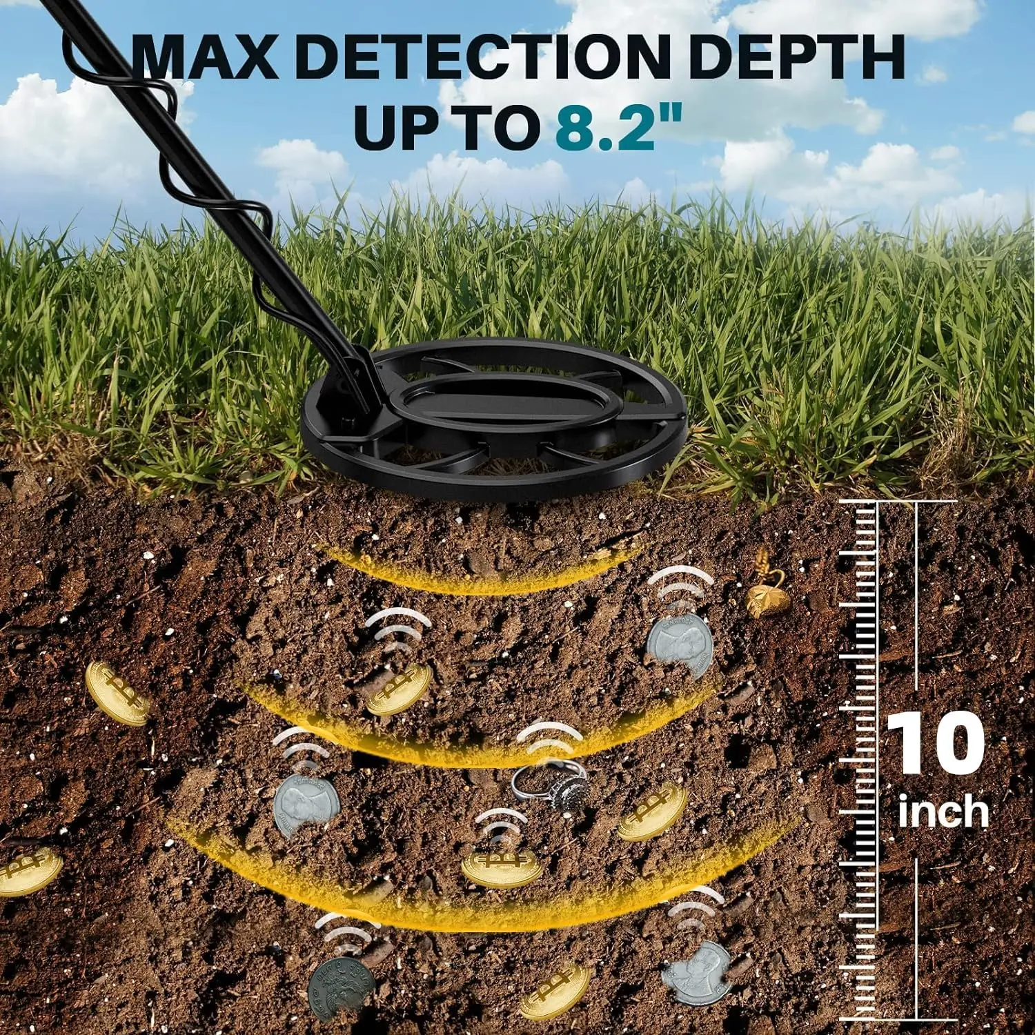 2024 New Underground Metal Detector Gold LCD Search Target ID Max Depth Treasure Hunting PinPointer Waterproof Locate Model