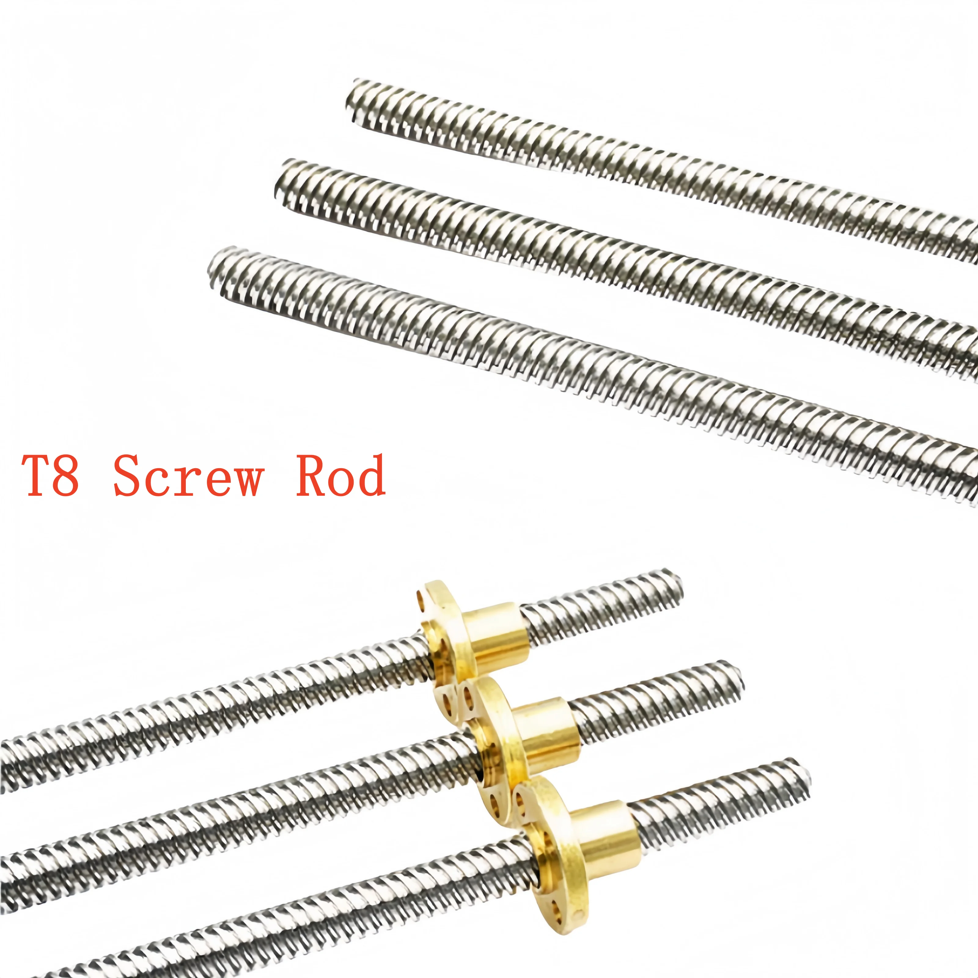 T8 Screw Rod with Flange for Stepping Motor 3D Printer Accessory Ladder-Shaped 100mm 150mm 200mm Screw Rod with Flange