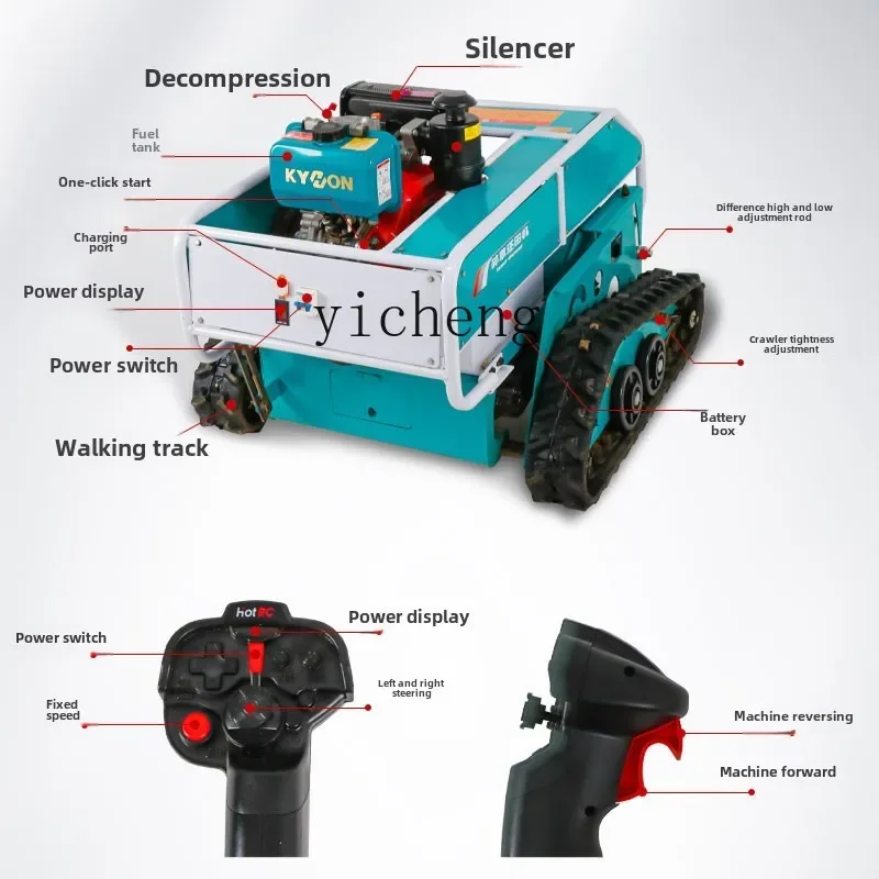 TQH landwirtschaftliche ferngesteuerte Raupe, kleiner Diesel-Obstgarten, gebrochenes Gras, Rückgabemaschine, Rasengarten-Werbung