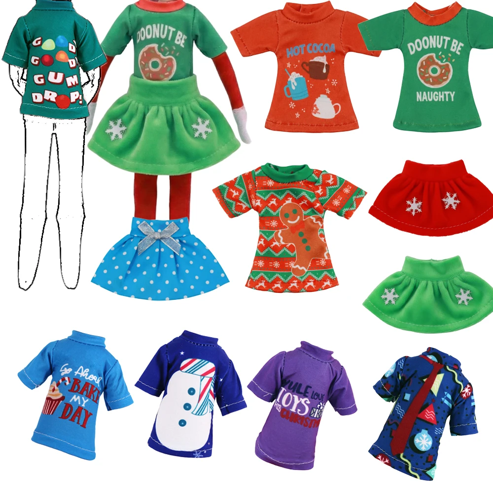 Shirt Skirt Multi Pattern Top For Elf Doll Red Boy On The Shelf For 11.8Inch 30CM Doll Clothes Accessories Gift Girl's Toys
