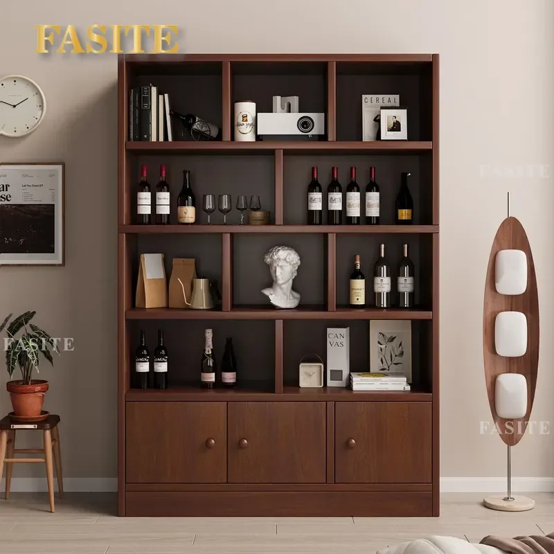 For Solid Wood Ecological Board Wine Cabinet Wall Mounted Living Room Storage Display Commercial Dust Proof Rack Household