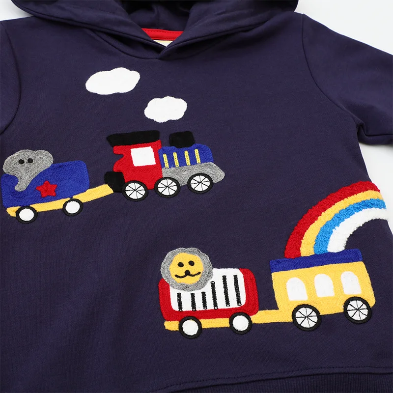 SAILEROAD 2024 Autumn New Boys Clothes Cotton Outerwear Cartoon Rainbow Train Baby Tops Toddler Kids Hoodie Sweatshirts Hoodies