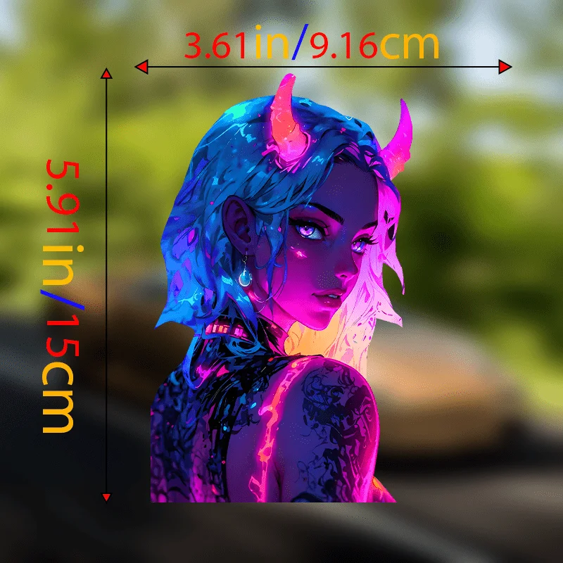 Futuristic Anime Girl Glitter Sticker, Waterproof Scratch-Resistant Gloss Decal, Easy Apply & Remove for Car, Laptop