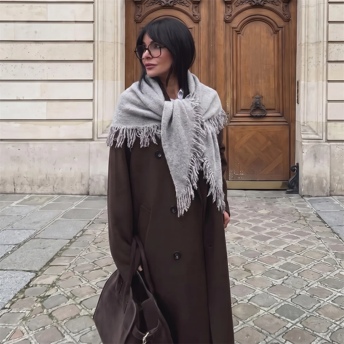 Einfarbiger Hellgrauer Quasten – Street Fashion Hijab Bewertung und Preis