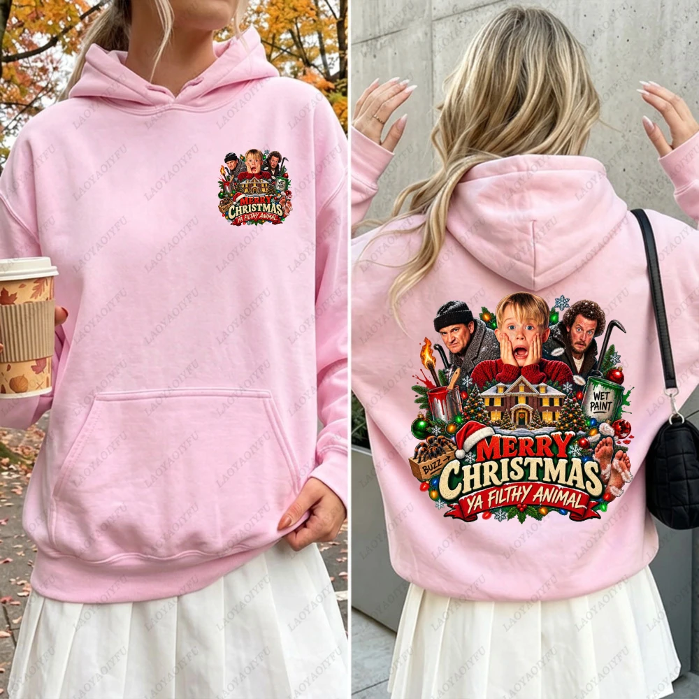 Merry Christmas Ya Filthy Animal Hoodie Home Alone Movie Graphic Sweatshirt Women Men Pullover Funny Xmas Retro Film Shirt