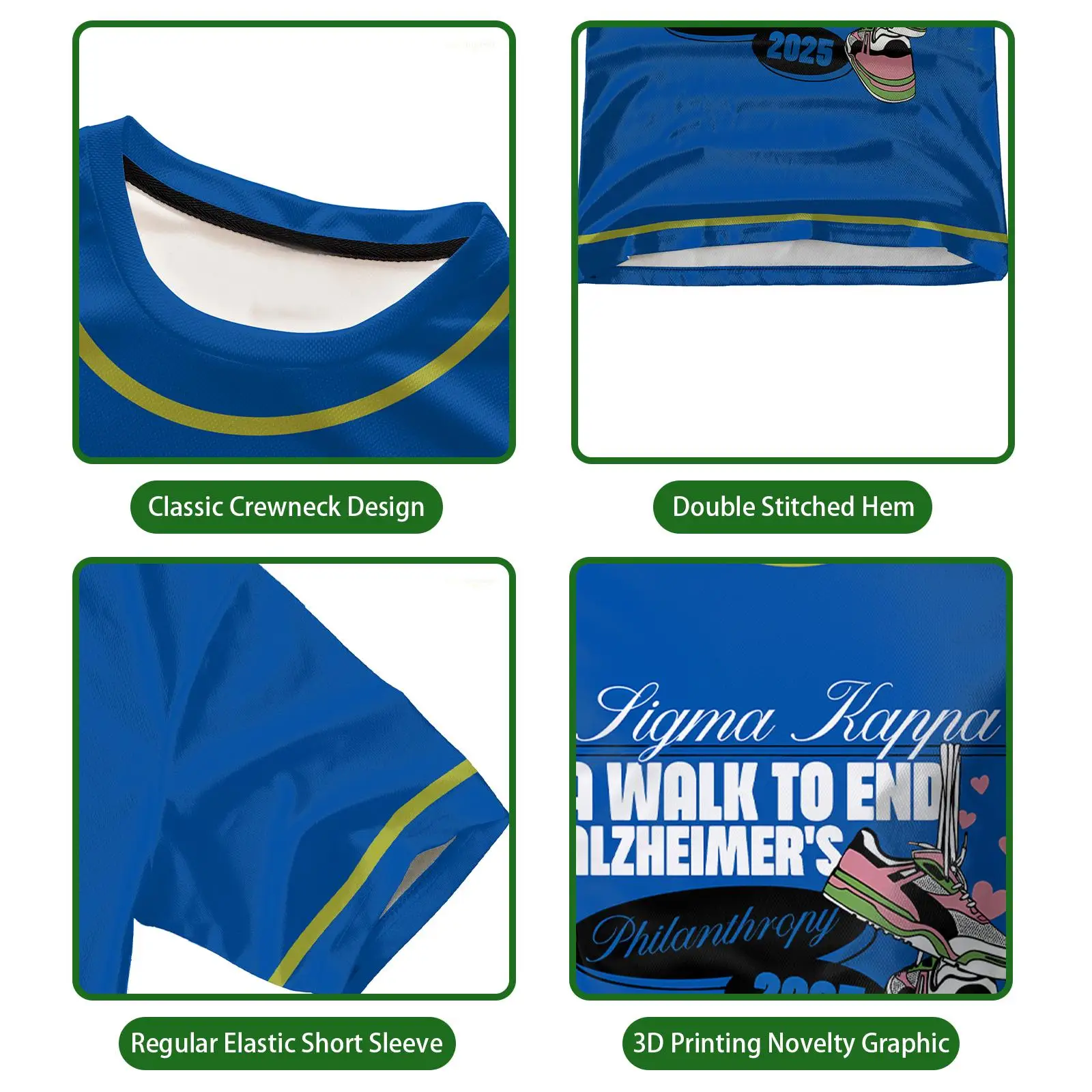 الزهايمر الخيرية المشي التذكاري تي شيرت ثلاثية الأبعاد طباعة الجرافيك قصيرة الأكمام تيز في الهواء الطلق الركض اللياقة البدنية للجنسين تنفس القمم #5