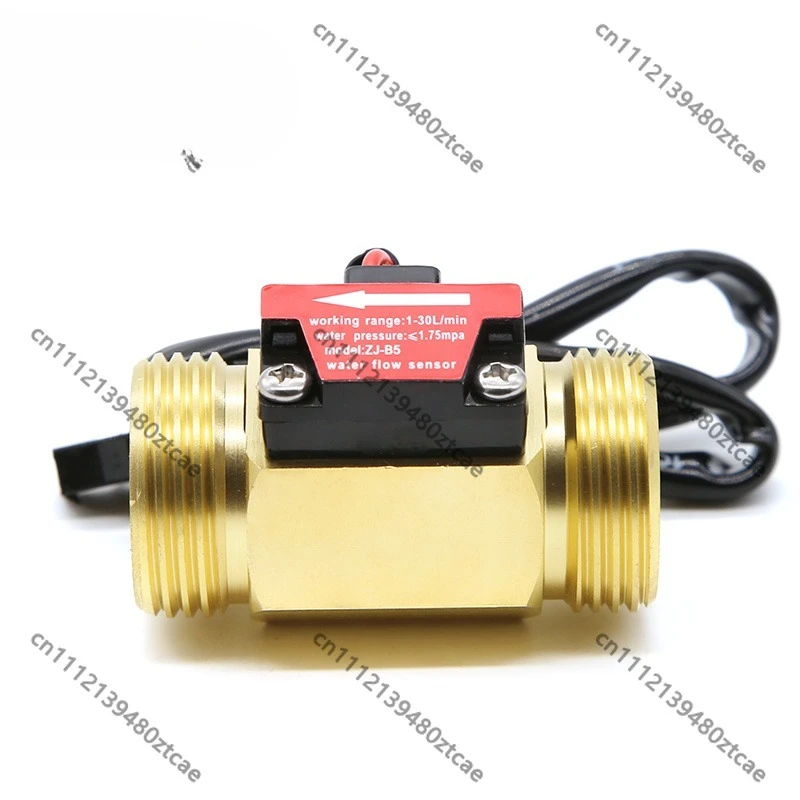 G3/4 Male Thread Brass Hall Turbine Flow Sensor Pulse Counter 1-30L/min for Washing Machine