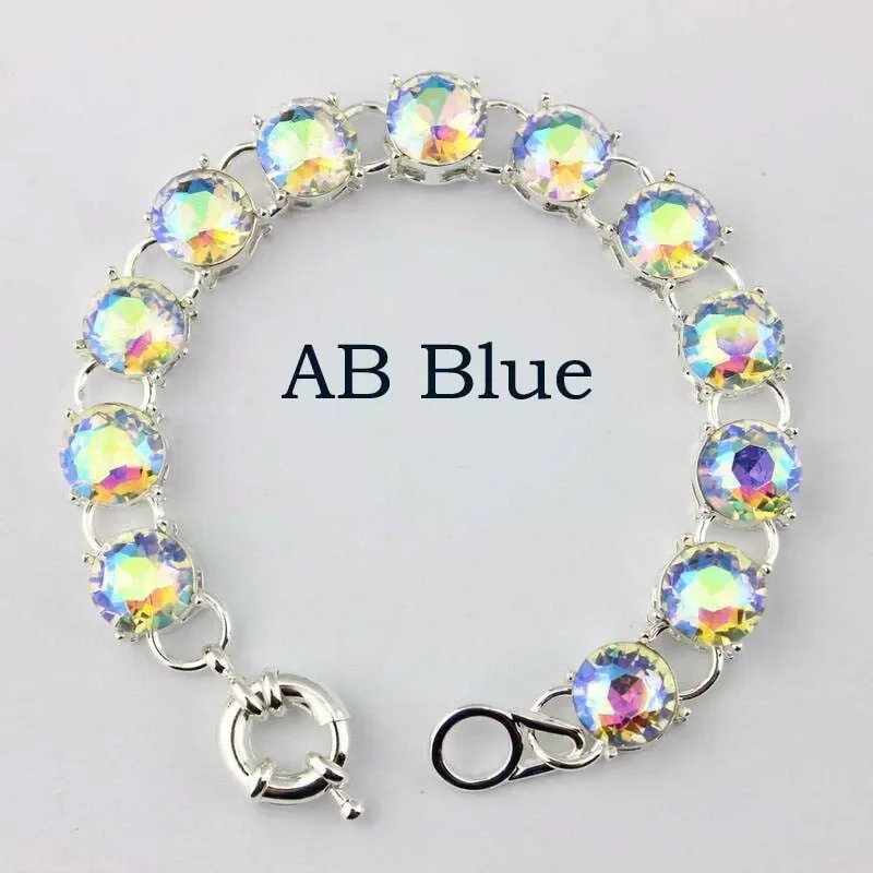 Classic Glass Crystal Gemstone Dot Bracelet Women Sparkly Rhinestones Stone Fashion Bangles Jewelry Wholesale