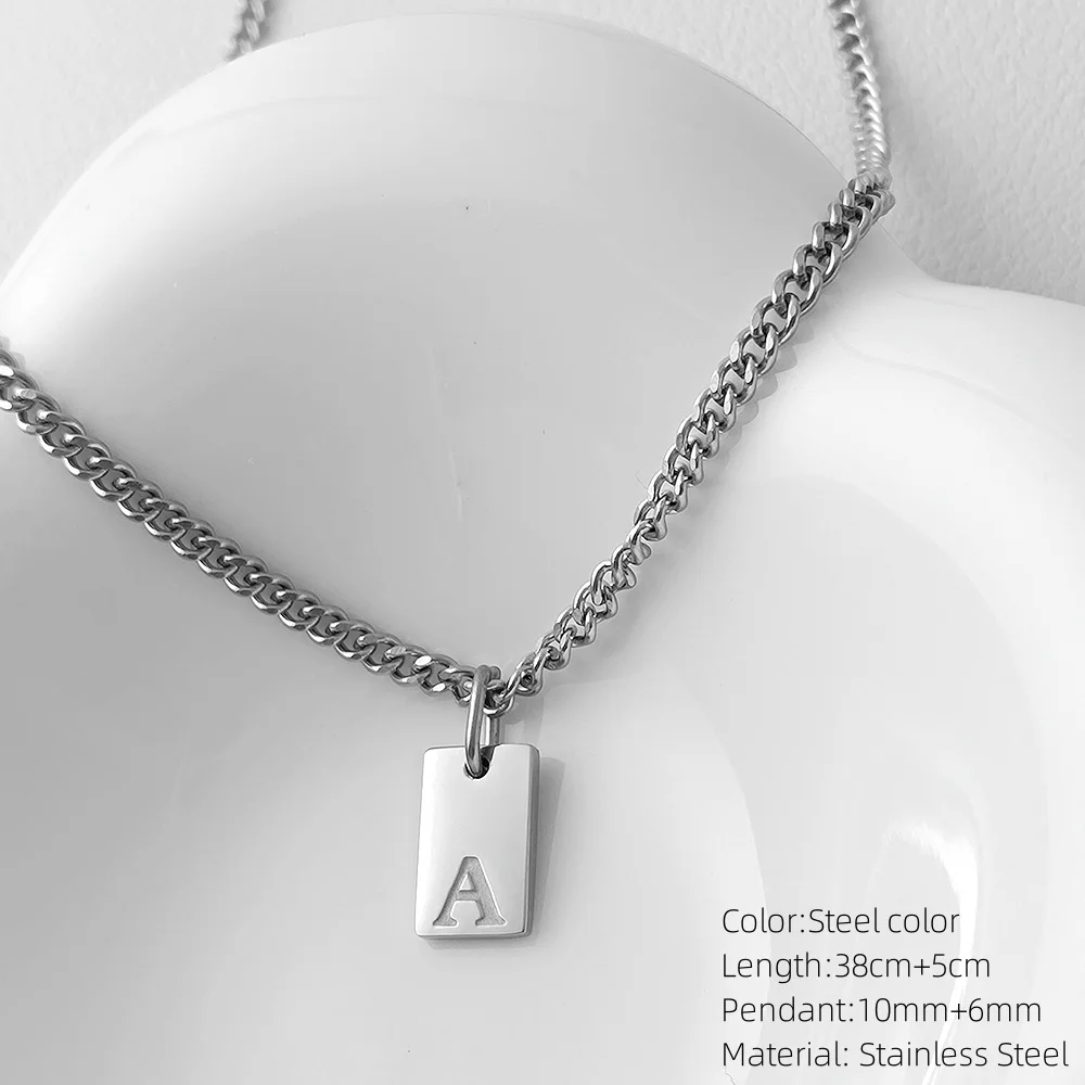 26PCS niche stainless steel women's pendant necklace with 26 initials, simple and versatile accessories, jewelry wholesale