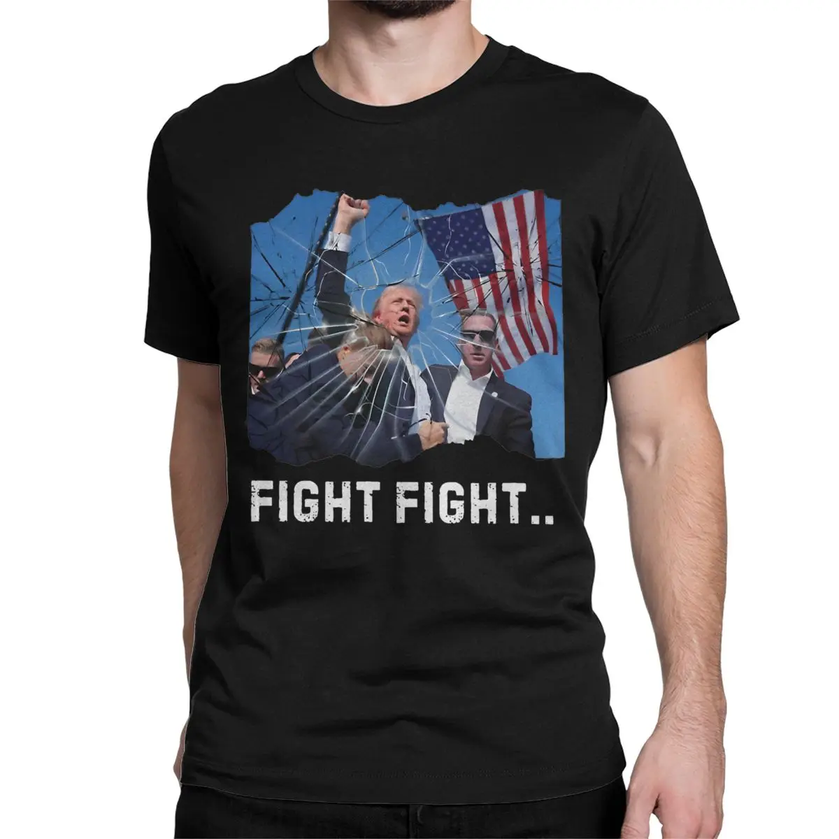 Trump Shot Fight T-Shirt for Men Women Assassination Attempt Fashion 100% Cotton Tees Short Sleeve T Shirt Unique Clothing