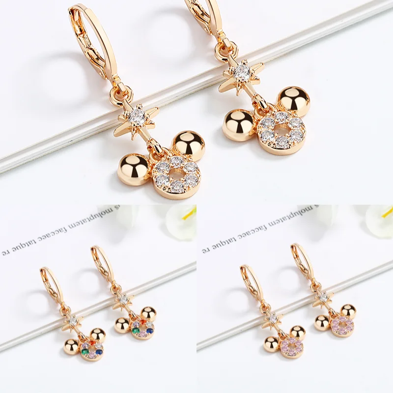 Best Selling Engagement  Cz Cute Mouse 18K Gold Plated Earring