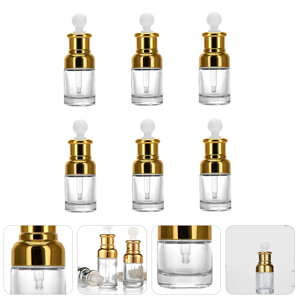 Flacon compte-gouttes en verre vide, récipient d'huile essentielle, distributeur de parfum rechargeable, petites bouteilles compactes pour voyage, 6 pièces