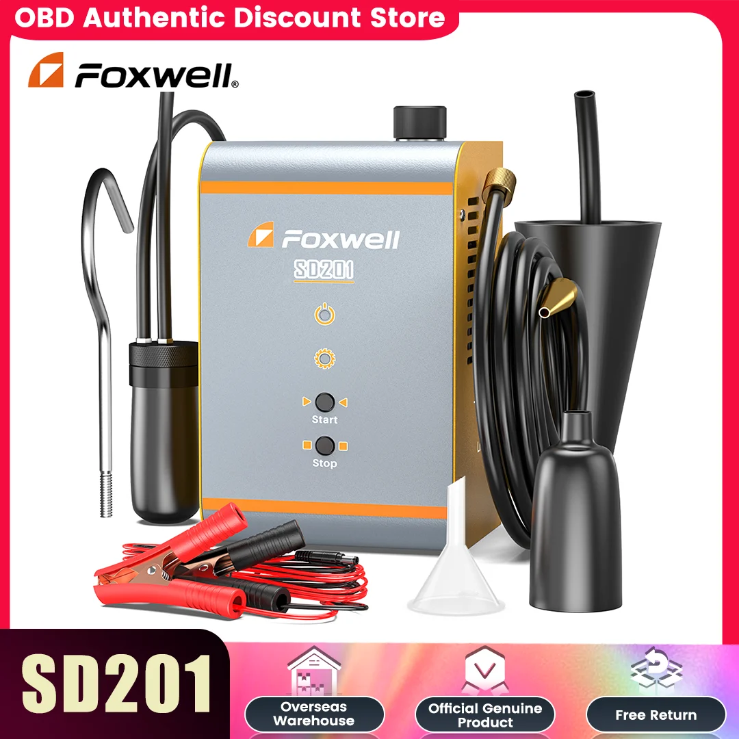 2025 FOXWELL SD201 Smoke Leak Detector  Vacuum Fuel Pipe Oil Smoke Generator 12V Automotive EVAP Smoke Machine Diagnostic Tools