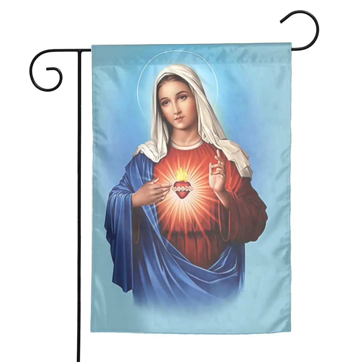 Custom Holy Heart Of Mary Garden Flag 12x18 Inch Double Sided Christianity Virgin Mary Flag Banner for Yard Outside Decoration