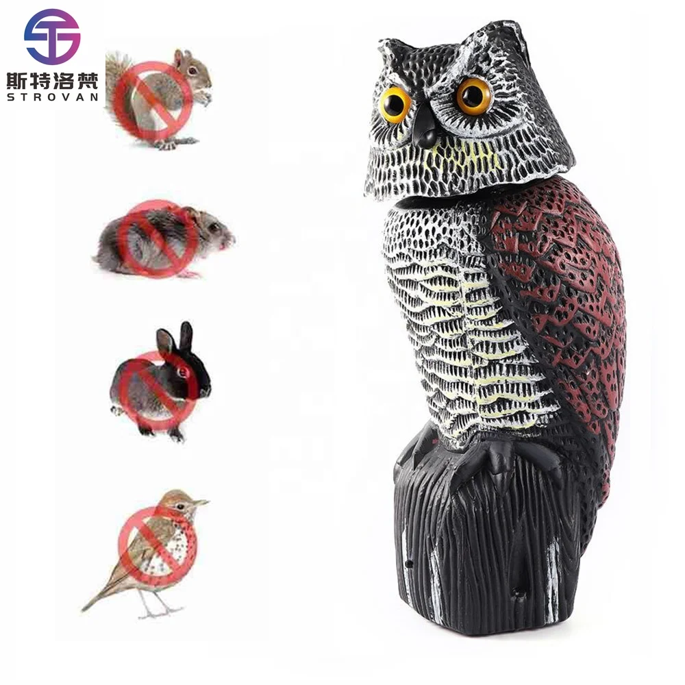Outdoor Garden Yard Farm 360 Degree Rotating  Owl Hunting Decoy Bird Pest Control Scarecrow Scarer Repeller