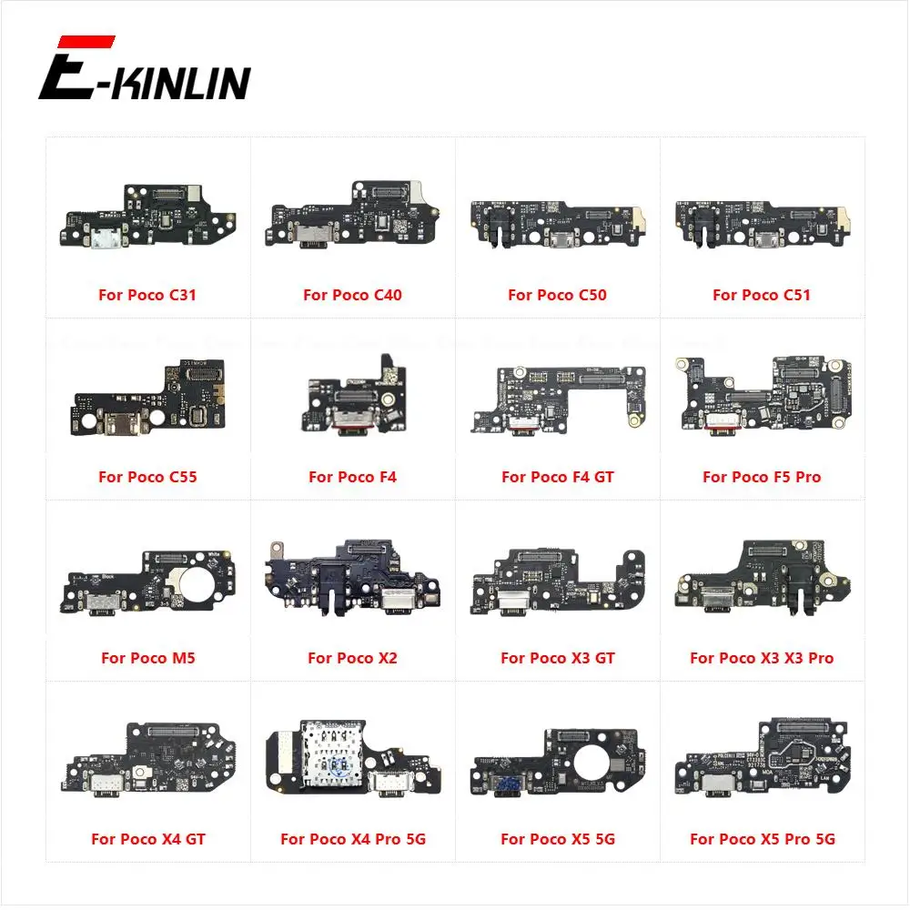 Ładowarka USB Dock Port Ładowania Płytka Flex Kabel Do Xiaomi Poco C31 C40 C50 C51 C55 F4 F5 M5 X2 X3 NFC X4 X5 Pro GT