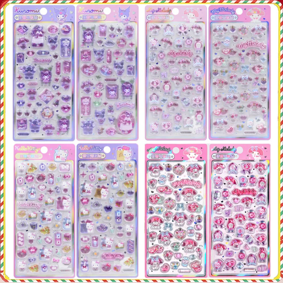 

Наклейки Hello Kitty, Kuromi, Melody 2026: Аниме 3D-желейные наклейки-игрушки, DIY кристальные декоративные наклейки, детские игрушки