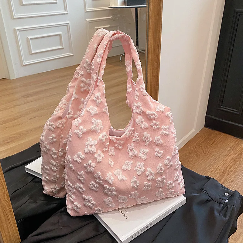 

Women's Floral Lace Shoulder Bag, Fashionable Summer Handbag, Simple Casual Tote Purse with Top Handles for Daily Use