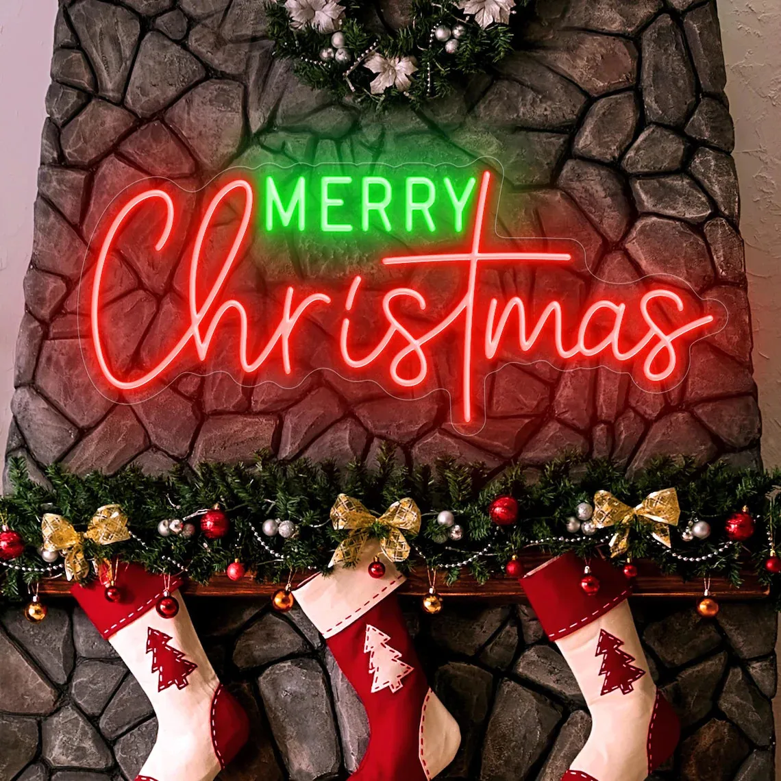 Merry Christmas Neon Sign, Personalized LED Neon Light, Xmas Party Home Decor, Happy New Year Store BUsiness Room Wall Decor
